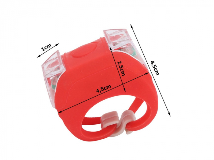 Set 2 lampi silicon pentru bicicleta LED, fata si spate - Alb/Rosu [4]