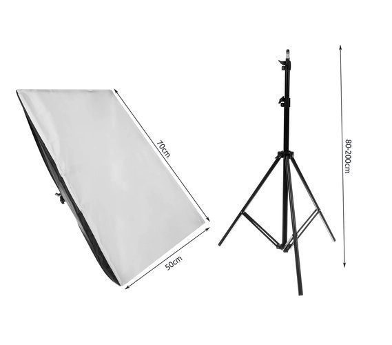 Set de lumini pentru studio cu 2 softbox,doua becuri LED 25W, suport reglabil 80 - 200 cm [5]