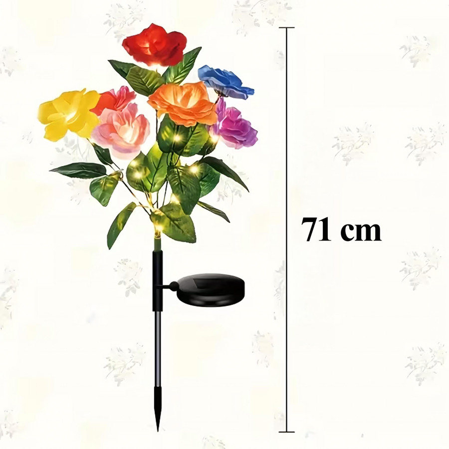 Set 2 lampi solare decorative multicolore 71 cm, model buchet de trandafiri cu LED [3]