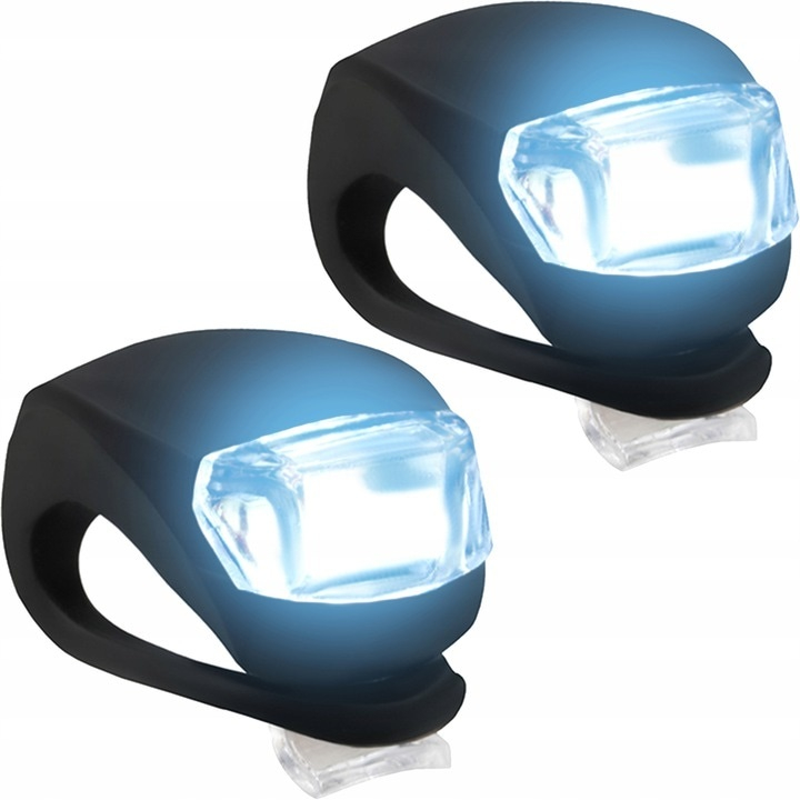 Set 2 lumini bicicleta, din silicon, lumina alba, 3 moduri de iluminare, impermeabile, prindere rapida cu clema, rezistente la praf si ploaie, negru [9]