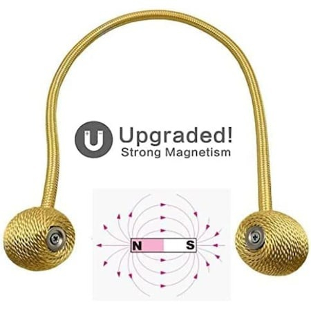 Set pentru prindere perdele si draperii, format din 2 magneti decorativi, tip snur - Auriu [2]
