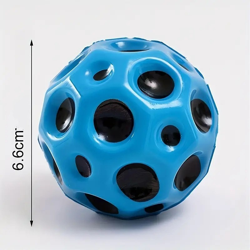 Set 2 mingi hiperelastice Space Moon Ball cu bratara pentru incheietura, albastre, 66 mm, jucarii antistres pentru copii si adulti, sarituri spectaculoase [5]
