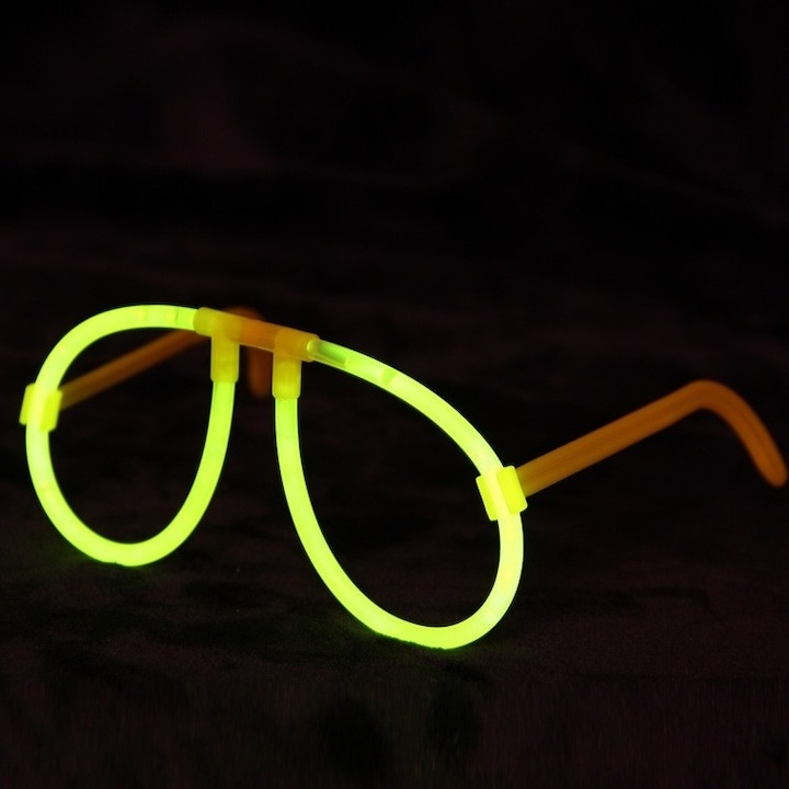 Set 2 ochelari decorativi fluorescenti pentru petreceri si festivaluri, design rotund, accesorii luminoase din plastic, galben [5]