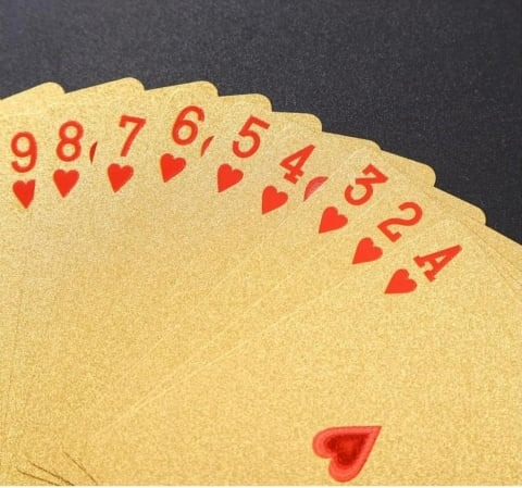 Set 2 pachete carti de joc premium, rezistente si durabile la apa, suflate cu aur de 24k, poker, petreceri, ocazii speciale [3]