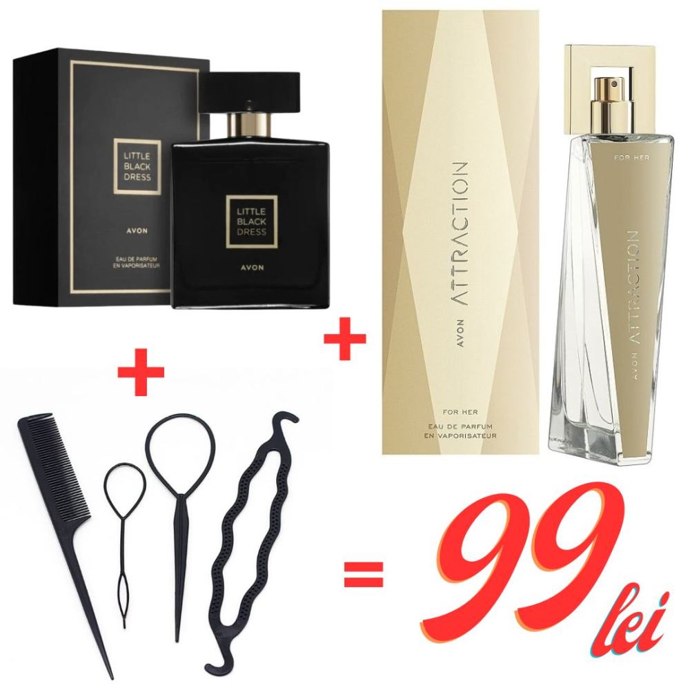 Set 2 parfumuri Avon Little Black Dress & Attraction for Her + set 4 accesorii păr – eleganță, rafinament și stil feminin – ofertă specială 99 lei [1]