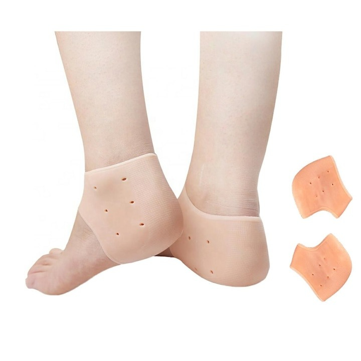 Set 2 sosete pentru protectia calcaielor, din silicon, marime universala, bej [5]