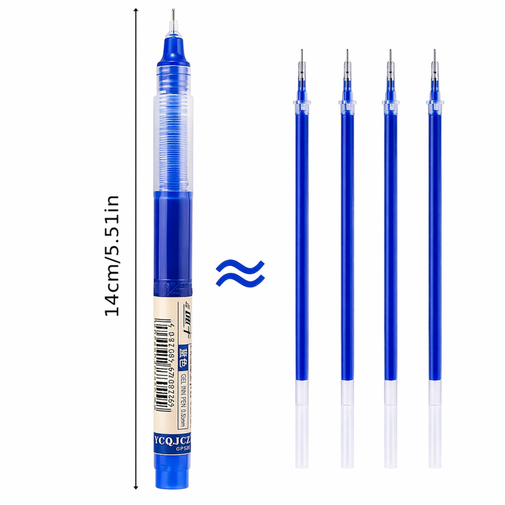 Set 2 pixuri cu bila albastru, varf 0.5 mm, scriere fina, cerneala pe baza de apa, utilizare scoala si birou [8]