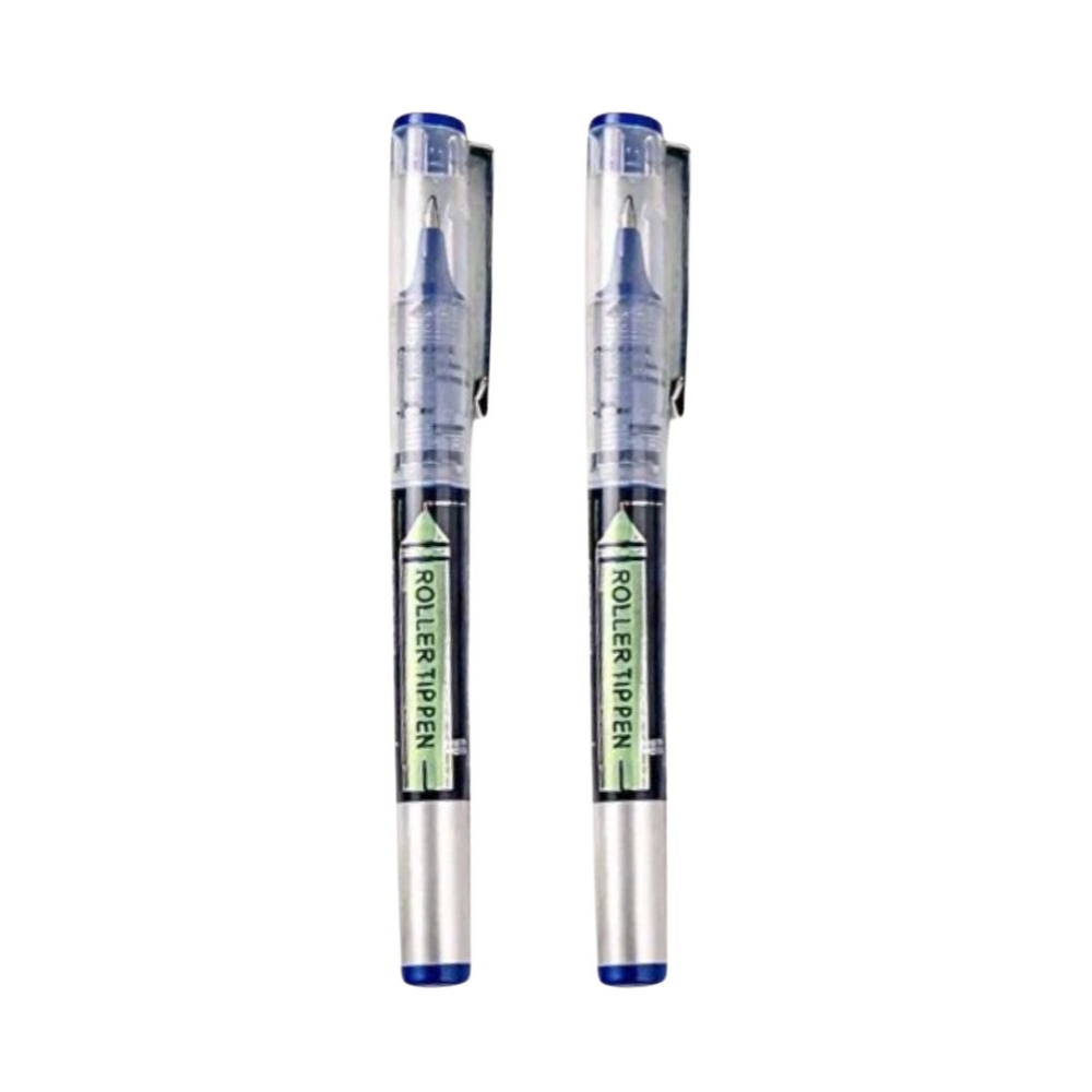 Set 2 pixuri pentru birou si scoala, cerneala albastra, varf V-tip 0.5 mm, corp transparent, 13.2 cm [5]