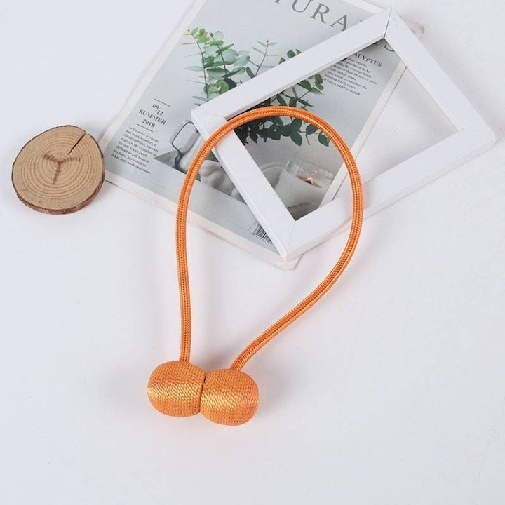 Set 2 prinderi magnetice pentru perdele, snur impletit rezistent, 44 cm, portocaliu auriu [7]