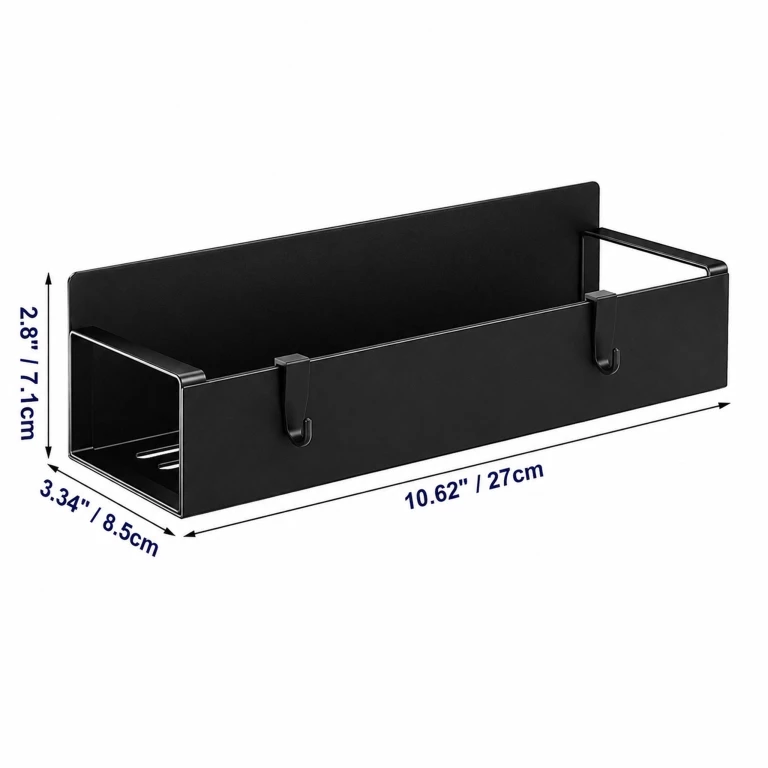 Set 2 rafturi magnetice negre 27 x 8,5 x 7,1 cm, cu 4 carlige detasabile [6]