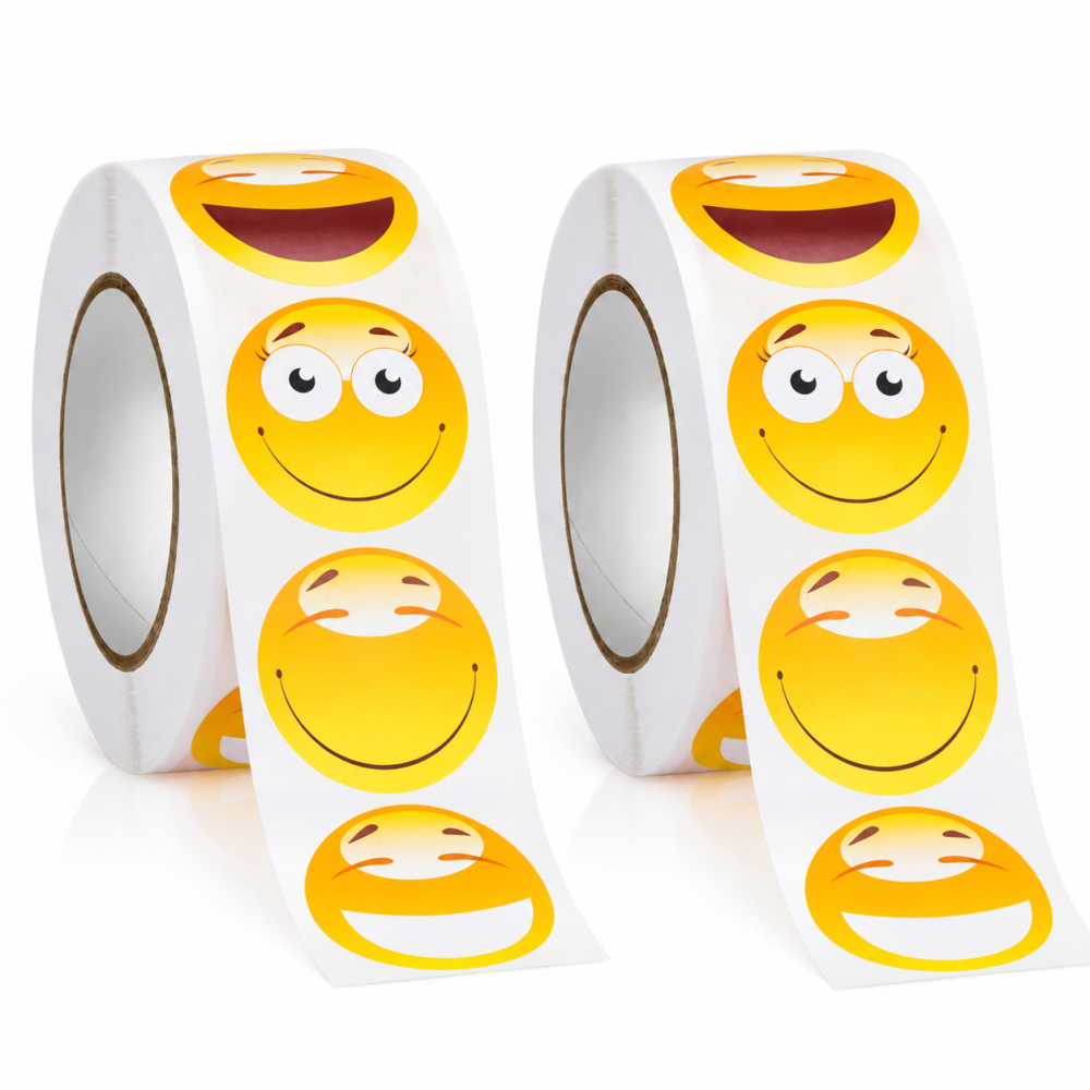 Set 2 role stickere galbene 2,5 x 2,5 cm, 1000 abtibilduri autoadezive, 500 pe rola [5]