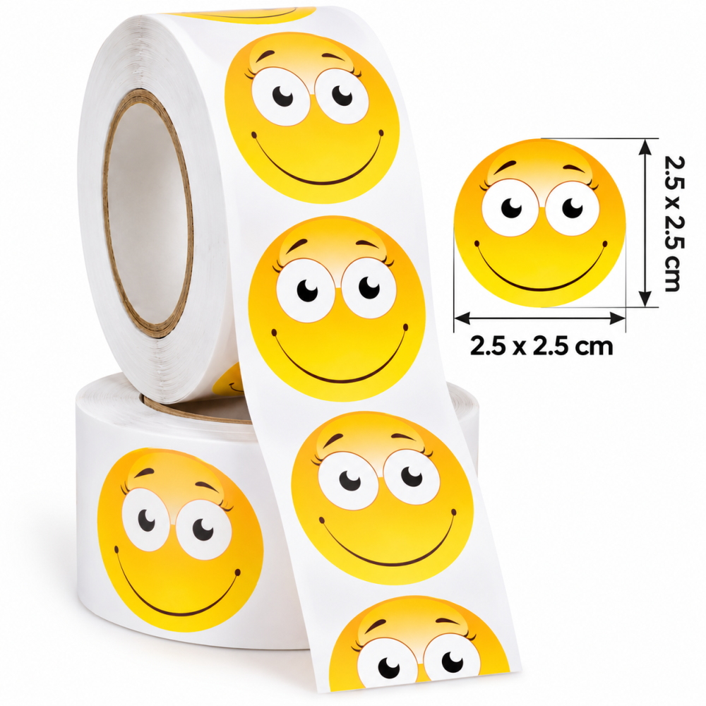Set 2 role stickere galbene 2,5 x 2,5 cm, 1000 abtibilduri autoadezive, 500 pe rola [2]