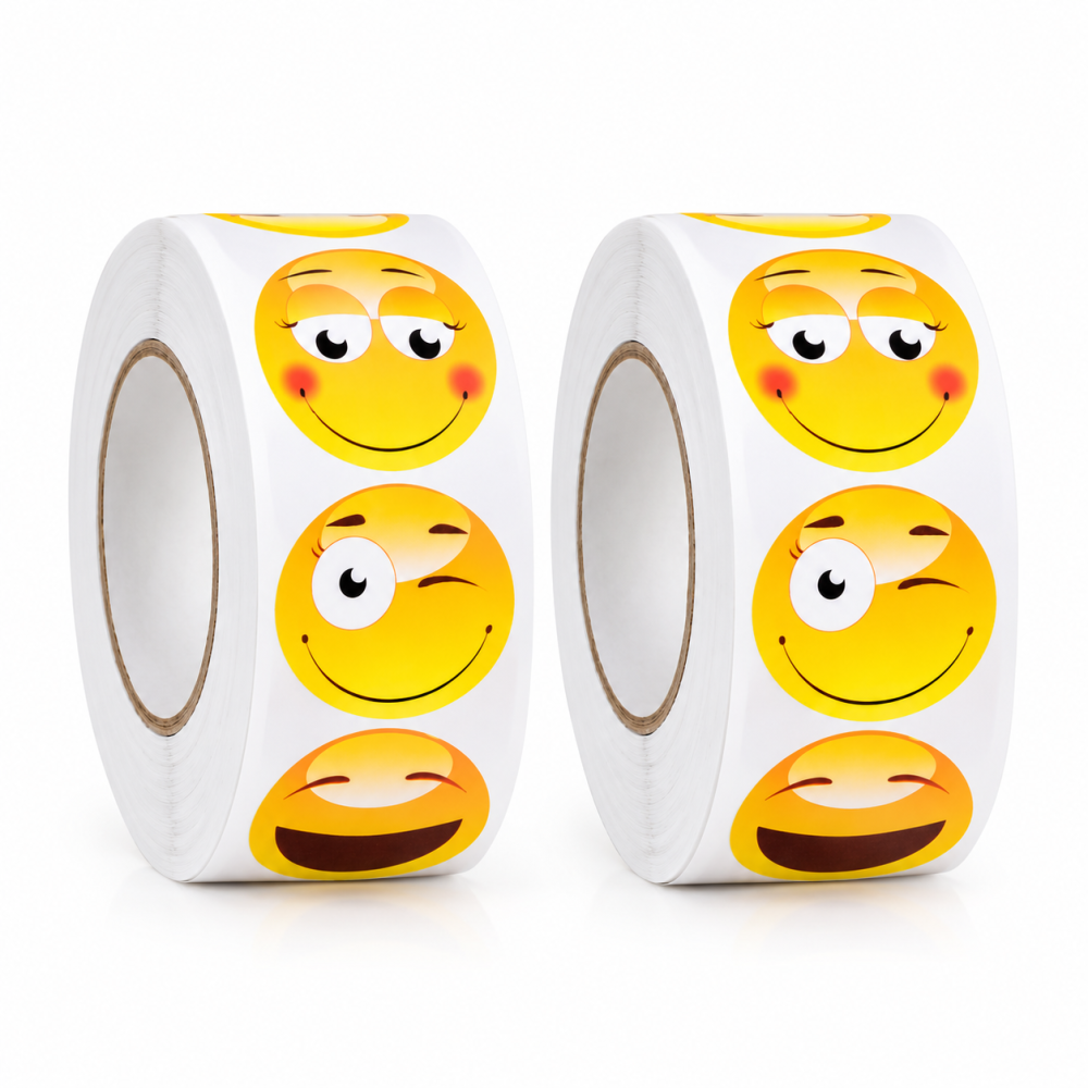 Set 2 role stickere galbene 2,5 x 2,5 cm, 1000 abtibilduri autoadezive, 500 pe rola [4]