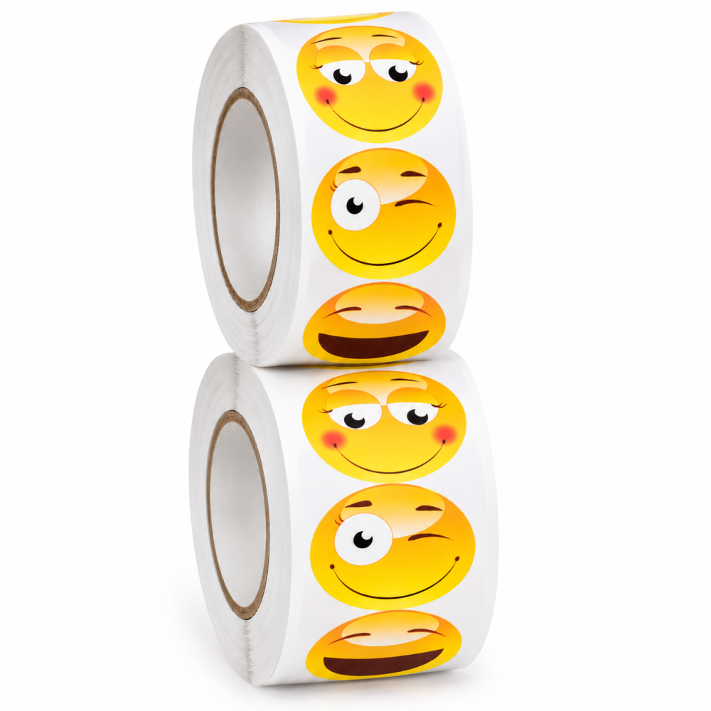 Set 2 role stickere galbene 2,5 x 2,5 cm, 1000 abtibilduri autoadezive, 500 pe rola [3]