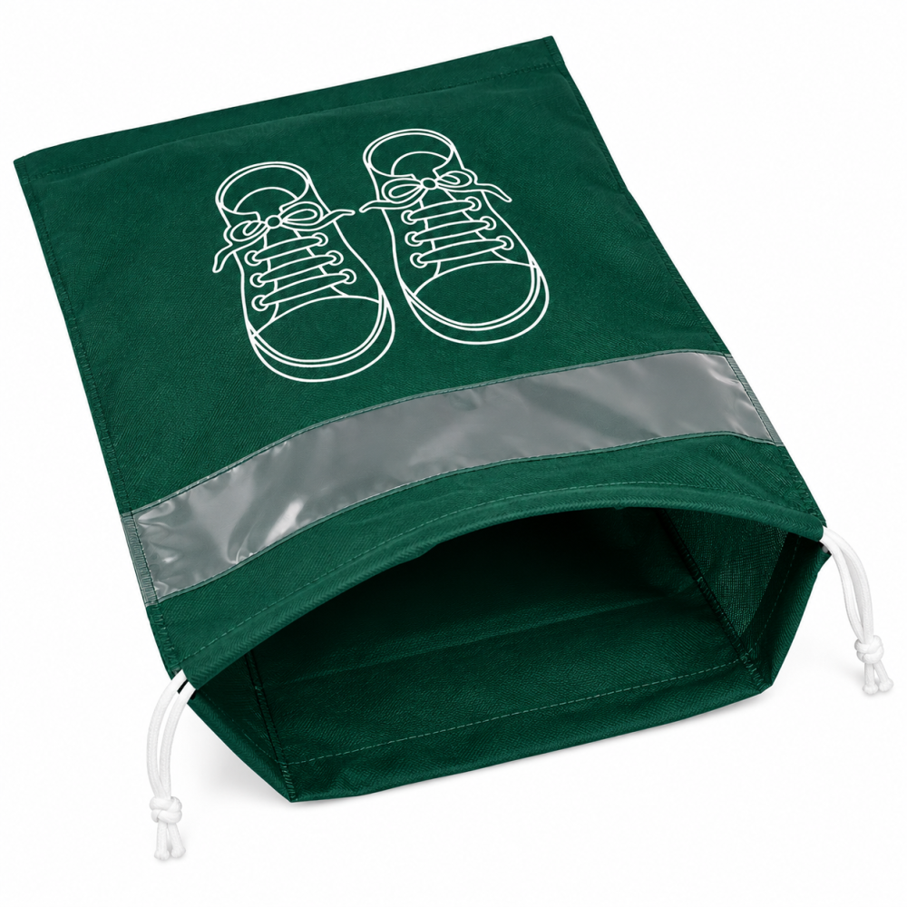 Set 2 saci verzi 36 x 27 cm pentru incaltaminte, organizatoare cu snur si fereastra transparenta [4]