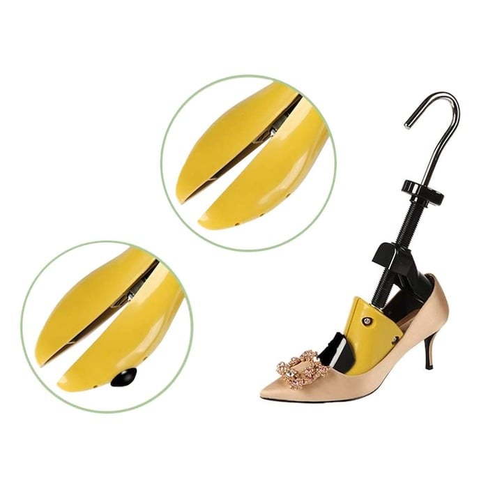Set 2 sanuri pentru largit si alungit incaltaminte, universale, reglabile, plastic si metal, marime 38-42, galben/negru [2]
