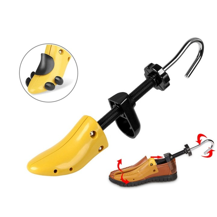 Set 2 sanuri pentru largit si alungit incaltaminte, universale, reglabile, plastic si metal, marime 40-47, galben/negru [11]