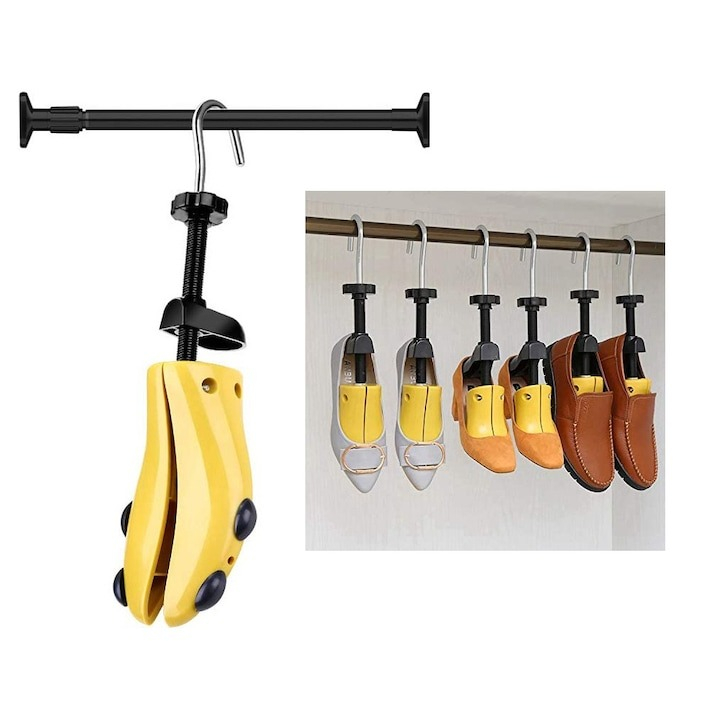 Set 2 sanuri pentru largit si alungit incaltaminte, universale, reglabile, plastic si metal, marime 41-47, galben/negru [10]