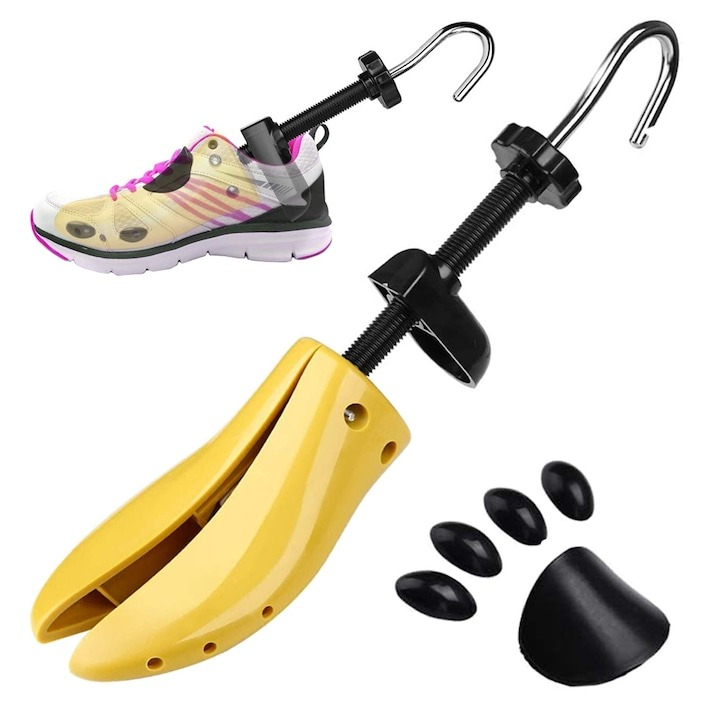 Set 2 sanuri pentru largit si alungit incaltaminte, universale, reglabile, plastic si metal, marime 41-47, galben/negru [12]