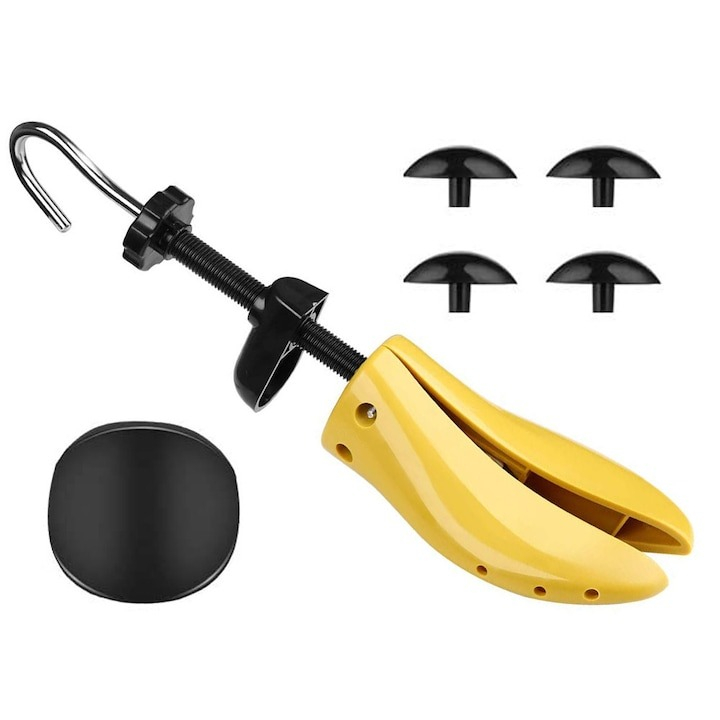 Set 2 sanuri pentru largit si alungit incaltaminte, universale, reglabile, plastic si metal, marime 41-47, galben/negru [8]