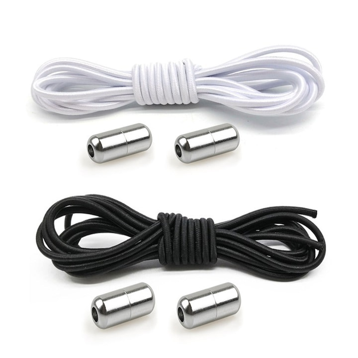 Set 2 sireturi elastice cu sistem de prindere si capsula metalica – Inchidere rapida fara legare, potrivite pentru toate tipurile de incaltaminte [1]