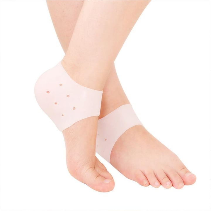 Set 2 sosete pentru protectia calcaielor, din silicon, marime universala, alb [6]