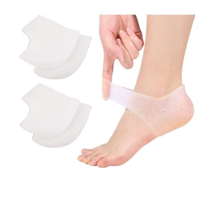 Set 2 sosete pentru protectia calcaielor, din silicon, marime universala, alb [4]