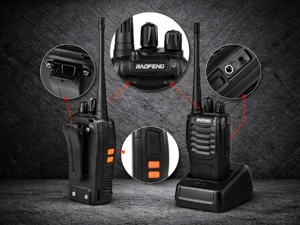 Set 2 statii radio portabile, 16 canale, raza de actiune pana la 8 km, frecventa 400-470 MHz, baterie 1500 mAh, casti si incarcatoare incluse, negru [2]