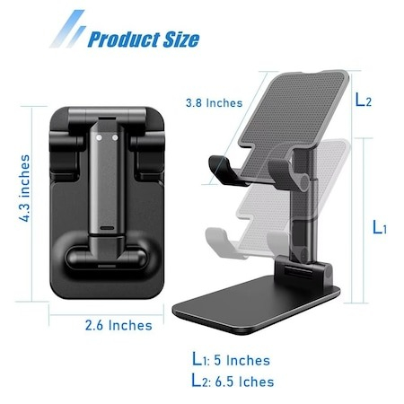 Set 2 suporti pliabili universali pentru telefoane si tablete de pana la 10 inch, alb si negru [4]
