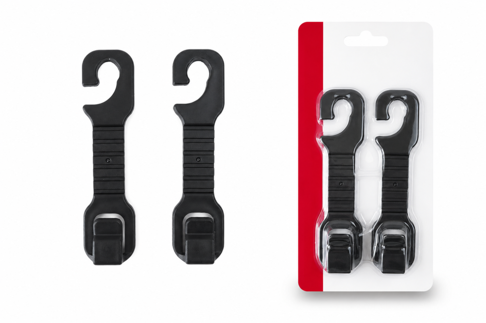 Set 2 suporturi auto negre pentru tetiera, carlige universale [4]