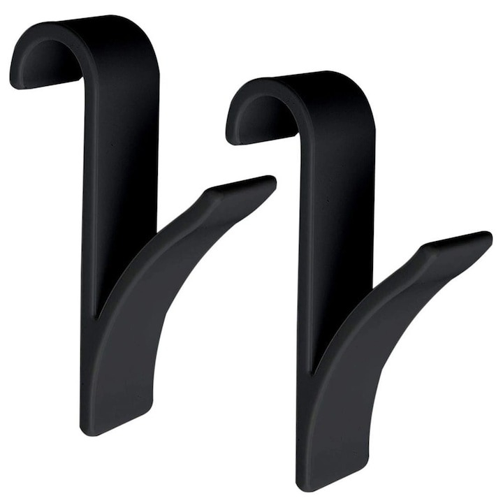 Set 2 suporturi de prosoape si haine, pentru calorifer, plastic, 9.8 cm, negru [6]