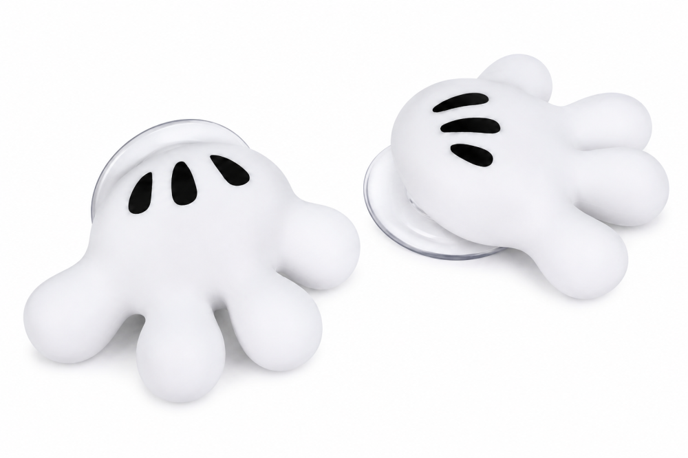 Set 2 Suporturi Multifunctionale cu Ventuza pentru Periute si Cabluri, Model Manusa Mickey Mouse, PVC Ecologic, 7 x 6.5 cm, Alb [6]