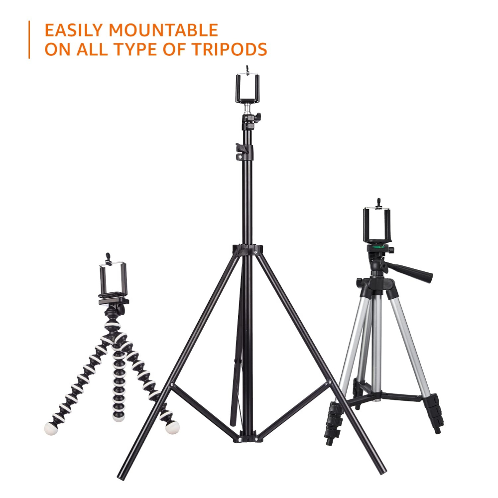 Set 2 suporturi telefon pentru trepied cu prindere 1/4 inch, clema reglabila pentru smartphone, montare orizontala si verticala [5]