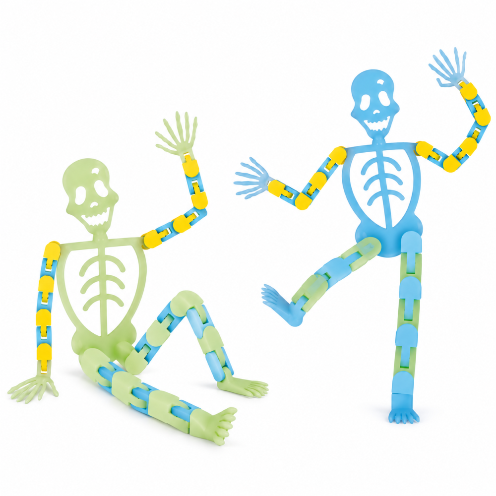 Set 2 suporturi telefon verde si albastru 17 x 6,5 x 1,5 cm, figurine schelet articulate, flexibile, luminoase in intuneric [2]