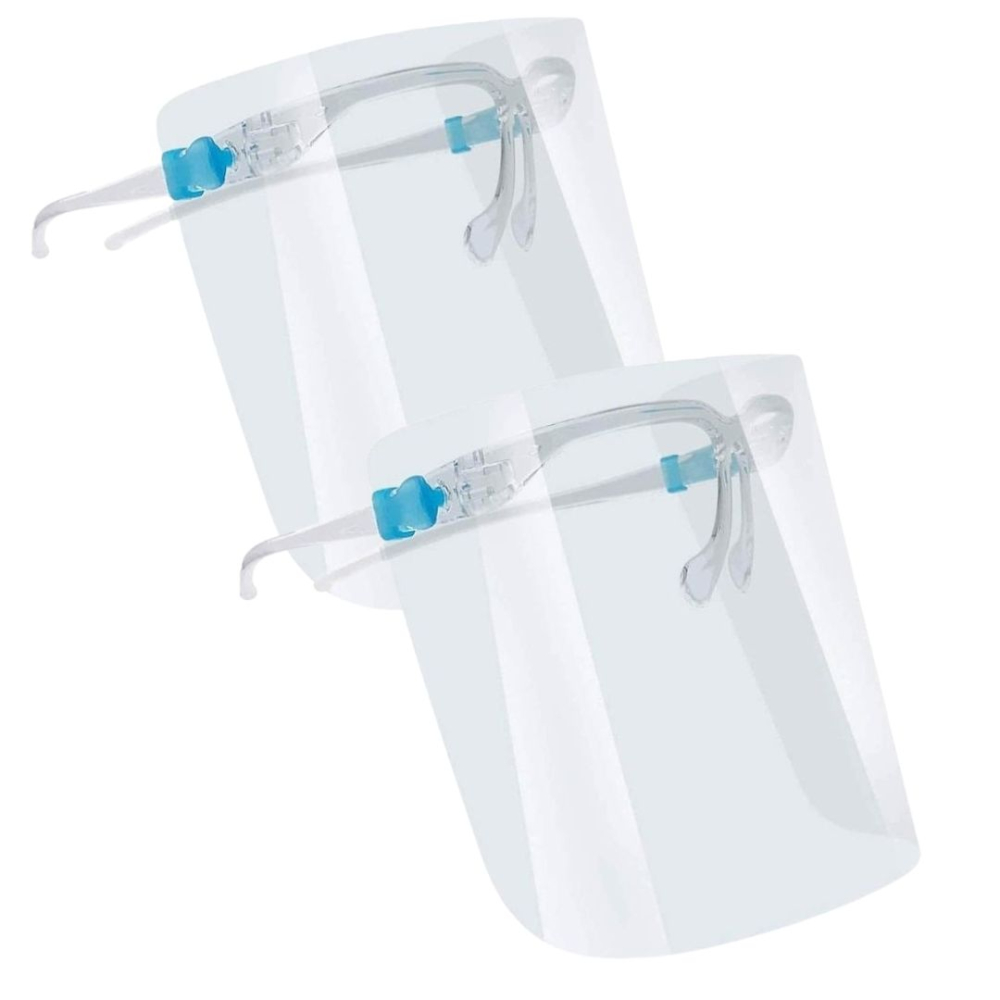 Set 2 viziere de protectie reutilizabile cu rama tip ochelari, transparente, din policarbonat, pentru adulti [2]