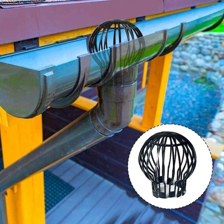 Set 2 x parafrunzar pentru scurgere jgheab, diametru 132 mm, plastic, negru [7]