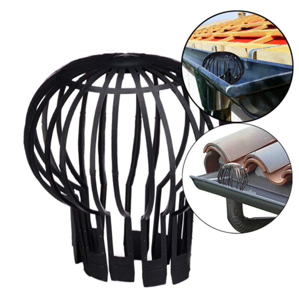 Set 2 x parafrunzar pentru scurgere jgheab, diametru 132 mm, plastic, negru [9]