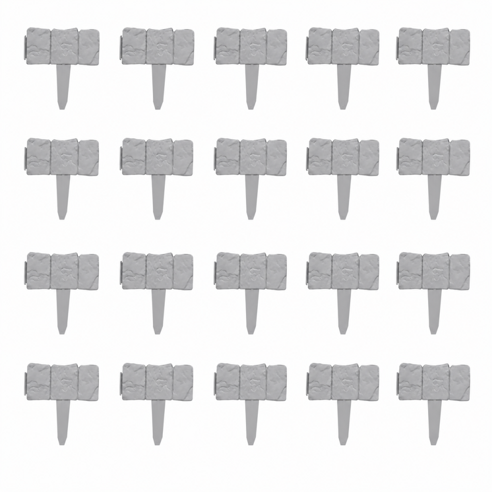 Set 20 borduri decorative pentru gradina, imitatie piatra naturala, modulare, fixare in sol, 25 x 23 cm fiecare, gri [3]