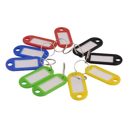 Set 20 brelocuri multicolore din plastic cu eticheta pentru organizarea cheilor