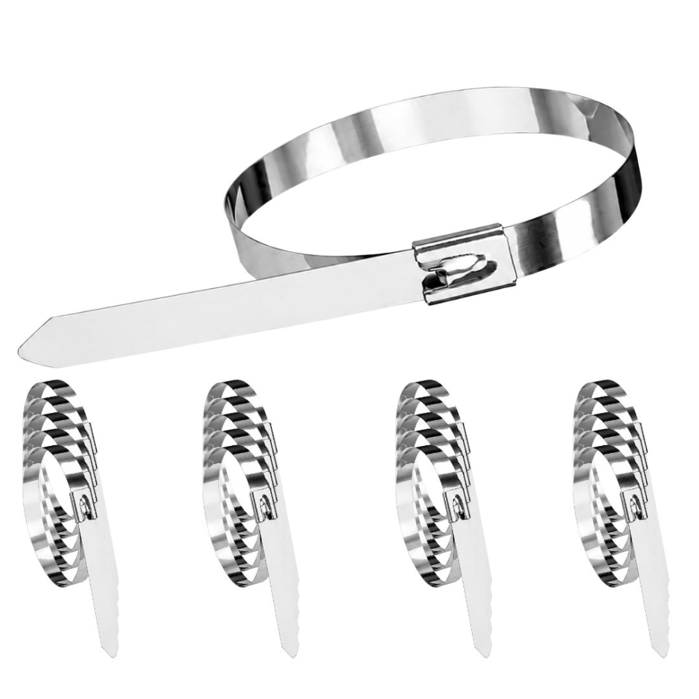 Set 20 bride metalice inox 250 mm, coliere autoblocante pentru fixarea cablurilor, conductelor si tevilor din otel inoxidabil [10]