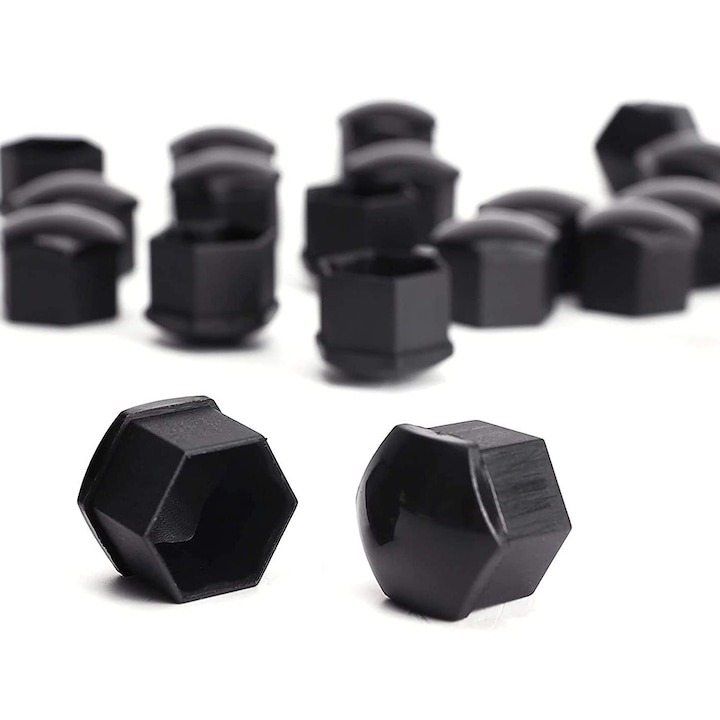 Set 20 capace hexagonale pentru prezoane, plastic, 17 mm, montare prin presare, cleste inclus, negru [5]