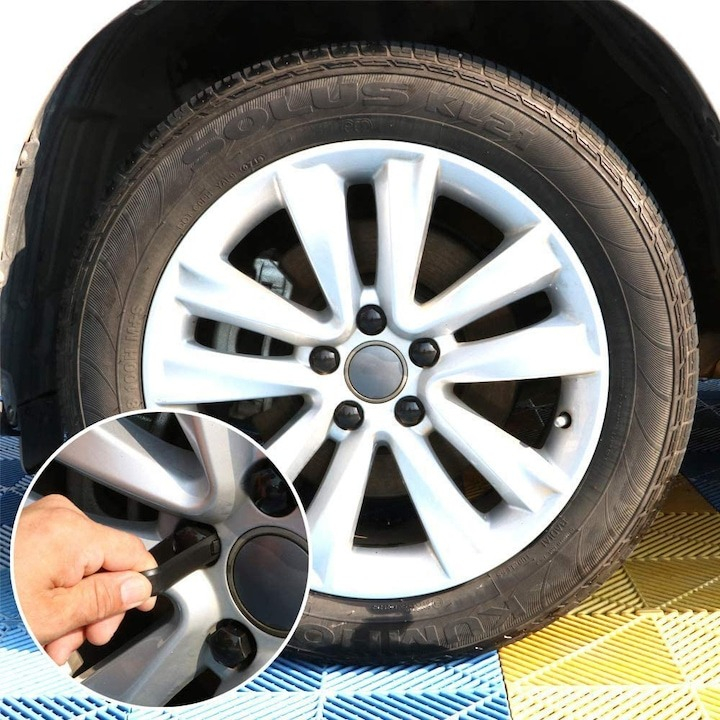 Set 20 capace hexagonale pentru prezoane, plastic, 17 mm, montare prin presare, cleste inclus, negru [3]