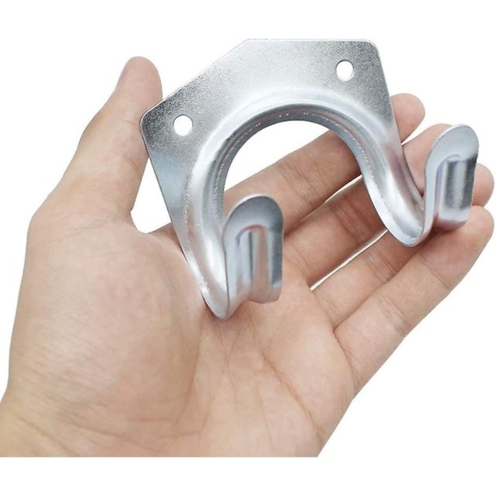Set 20 carlige duble pentru unelte si scule, metalice, suporturi de perete pentru organizare atelier, gradina, garaj, 6.5 x 7 x 5.5 cm [5]