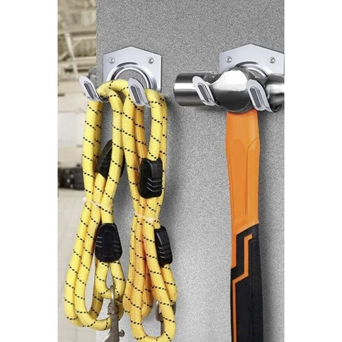Set 20 carlige duble pentru unelte si scule, metalice, suporturi de perete pentru organizare atelier, gradina, garaj, 6.5 x 7 x 5.5 cm [17]