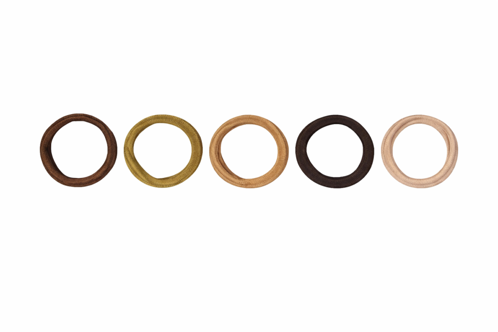 Set 20 elastice par textile 4.5 cm, culori crem, bej, camel, maro, maro inchis, cu tub depozitare transparent [5]