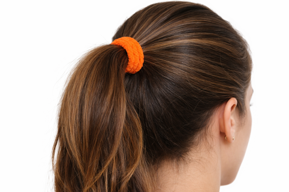 Set 20 elastice par textile 4.5 cm, culori portocaliu, galben, verde, turcoaz, albastru deschis, mov, cu cutie depozitare organizator [6]