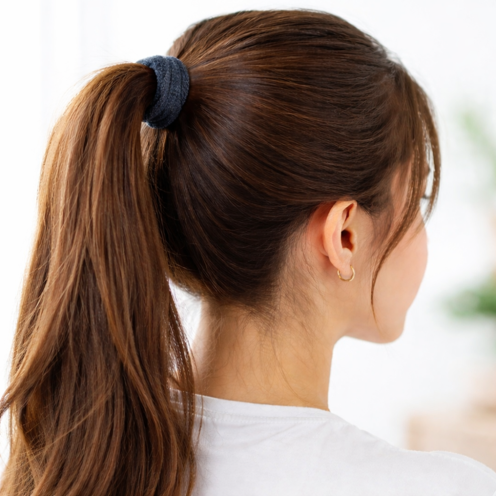 Set 20 elastice par textile 4.5 cm, nuante inchise gri, verde, bordeaux, albastru, maro, negru, cu cutie depozitare organizator [2]