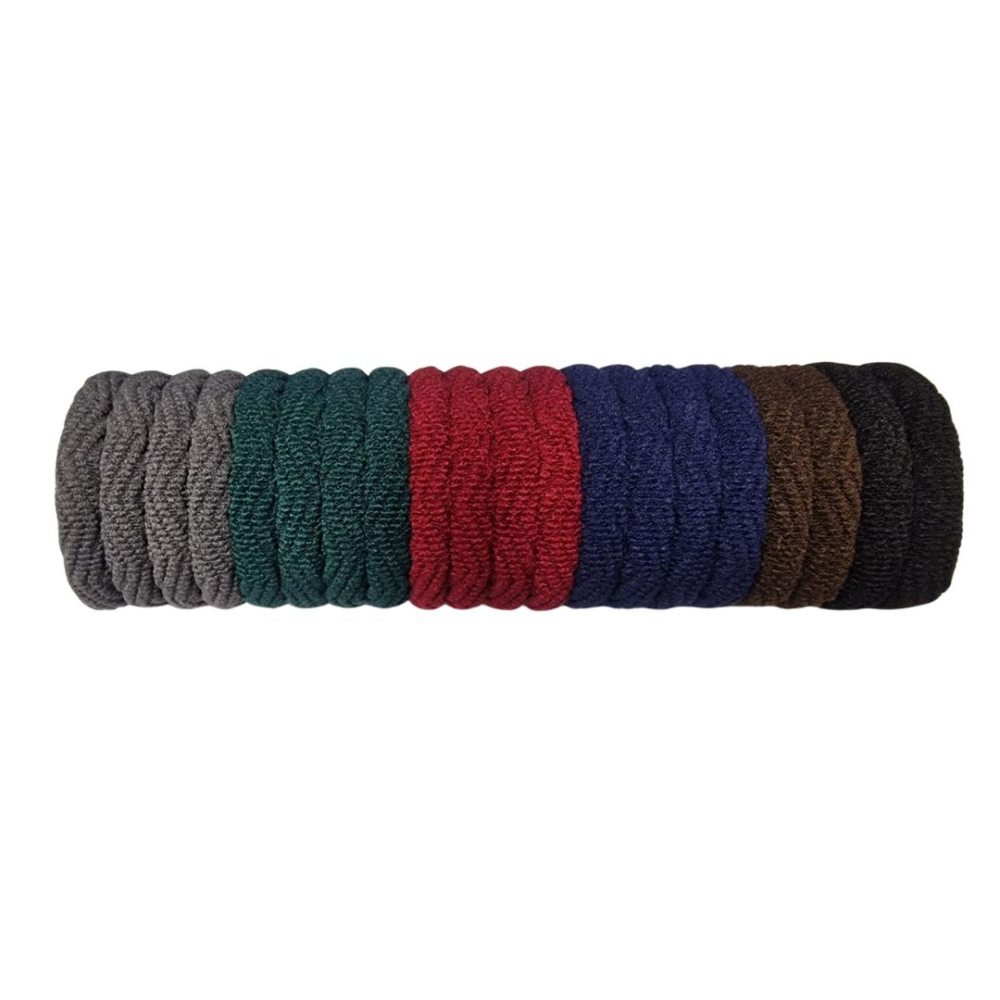 Set 20 elastice par textile 4.5 cm, nuante inchise gri, verde, bordeaux, albastru, maro, negru, cu cutie depozitare organizator [3]