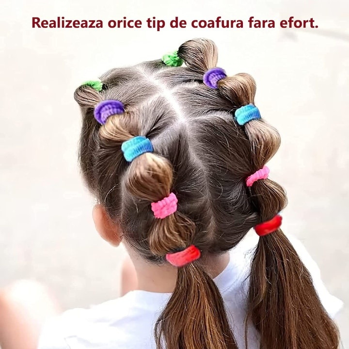 Set 20 elastice pentru par, culoare roz – material premium din elastan, rezistent, elastic si delicat cu parul [2]
