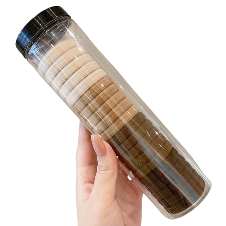 Set 20 elastice pentru par, culori maro inchis – maro – bej – crem – auriu – material premium din elastan, rezistent, elastic si delicat cu parul Acest set de 20 de elastice pentru par in nuante elega [8]